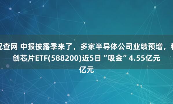 配查网 中报披露季来了，多家半导体公司业绩预增，科创芯片ETF(588200)近5日“吸金”4.55亿元